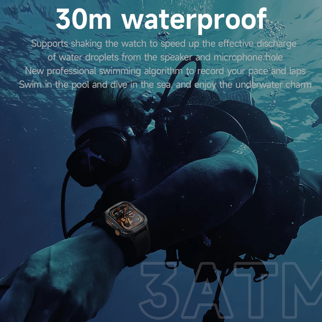 New Smart Watch Built-in Dual-frequency GPS Wireless Call 3ATM Waterproof  LED Flashlight Compass Men's Outdoor Sport Smartwatch