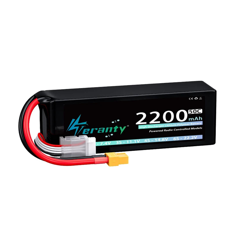 Teranty 4S Lipo FPV Drone Battery 14.8V 2200mAh 50C Softcase with T XT60 Plug for RC Car RC Helicopters Trucks RC Model Parts