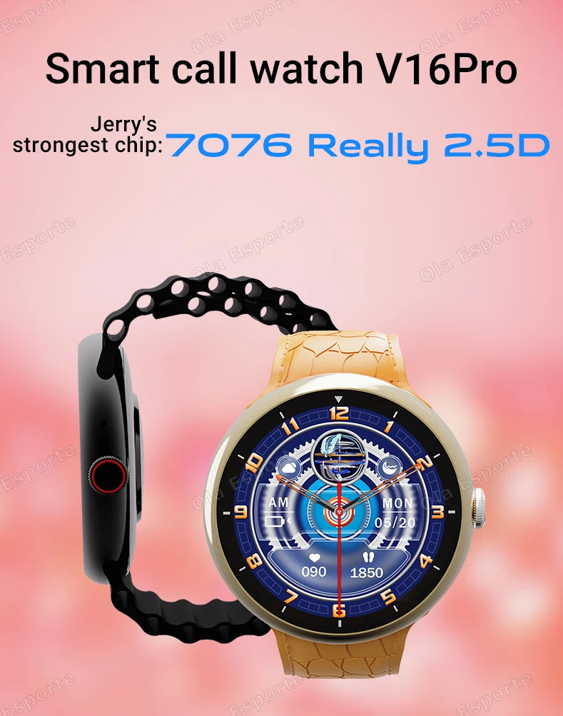 New Smart Watch Women AMOLED Screen Bluetooth Call NFC GPS Tracker Compass Sport Watches Fitness Clock Men Smartwatch Waterproof - Clear Quartz Market