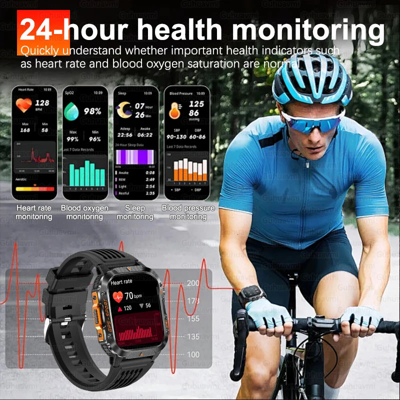 New Military Outdoor Sports GPS Smart Watch Men Built-in GPS Compass 10ATM Waterproof Swim Heart rate Bluetooth Call SmartWatch