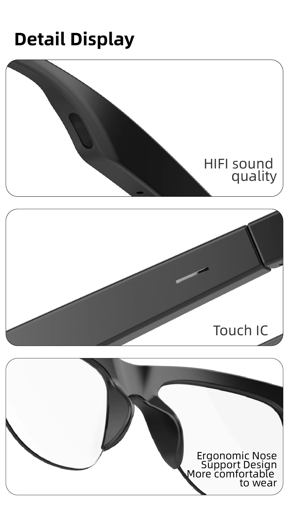 F02 Semi Frame Wireless Bluetooth Glasses Hands Free Calling Audio Streaming Lightweight Comfortable Design Budget Friendly