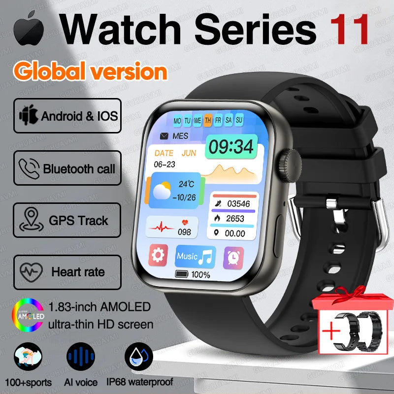For IOS Watch Series 11 Men Women Smart Watch GPS Trajectory Bracelet AMOLED Display Bluetooth Call Sport Waterproof Smart Watch