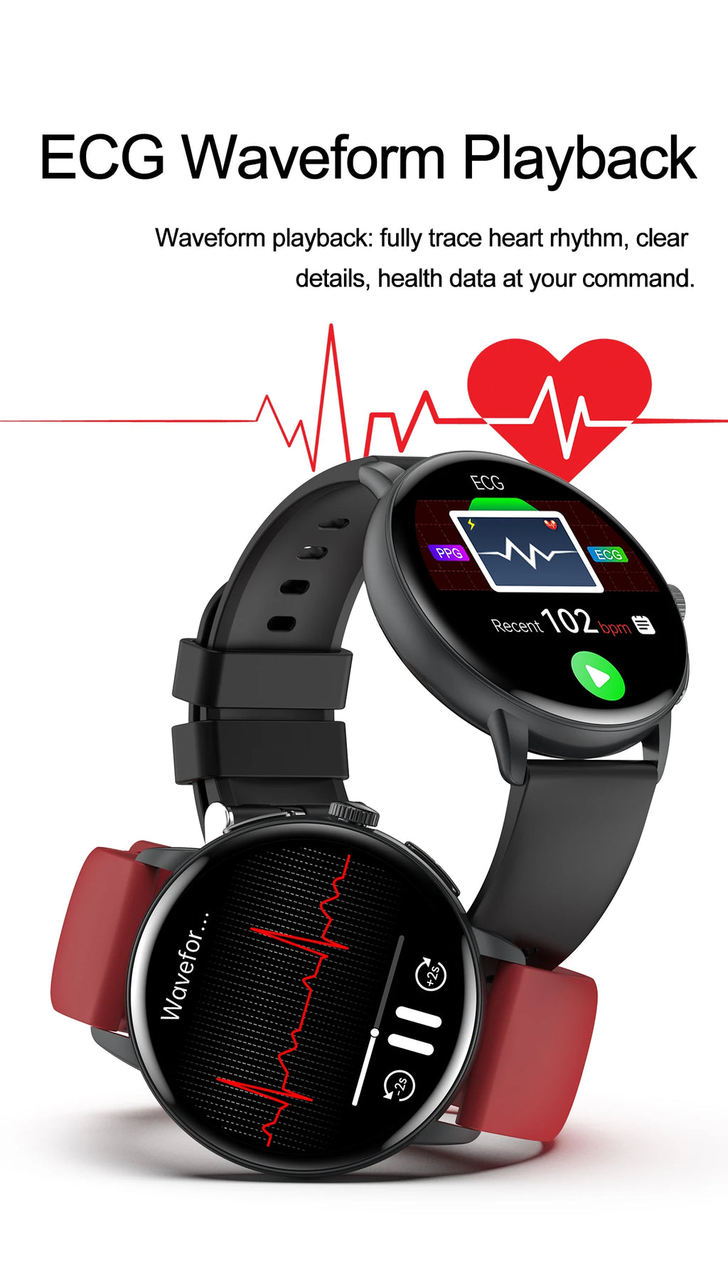 2026 New Professional Health Smart Watch Health Blood oxygen Pressure Uric Acid Blood lipid ECG Sports Call watch For Man Women - Clear Quartz Market