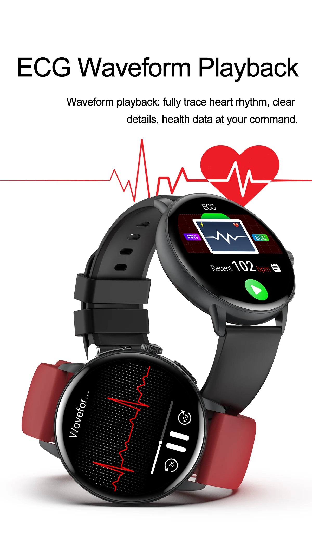 2026 New Professional Health Smart Watch Health Blood oxygen Pressure Uric Acid Blood lipid ECG Sports Call watch For Man Women - Clear Quartz Market