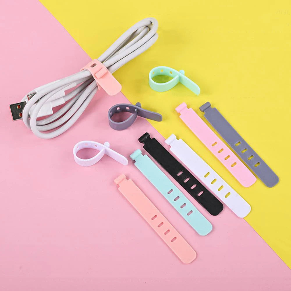 4/12/20PCS Cable Organizer Ties Clip Charger Cord Management Silicone Wire Manager Mouse Charging Cable Data Line Winder Straps - Clear Quartz Market