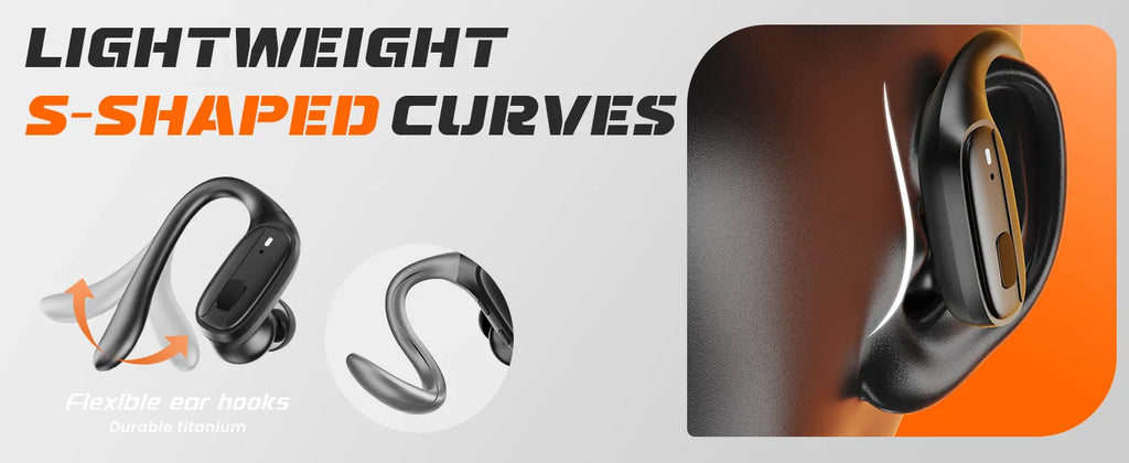 Sports Bluetooth 5.3 Headphones Wireless Earbuds Ear Buds with ENC Noise Canceling Mic LED Power Display IPX7 Waterproof Headset