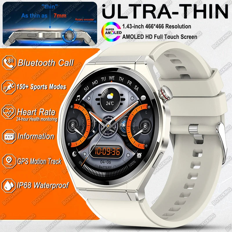 New Ultra Thin Smart Watch Men HD AMOLED 150+Sports NFC GPS Track IP68 Waterproof Health Monitor Bluetooth Call Smartwatch Woman