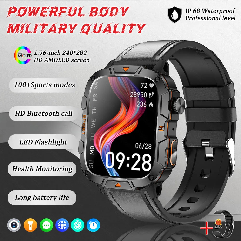 Xiaomi Military 2026 New Grade Smart Watch Men 1.96" AMOLED Screen 5ATM Waterproof Sports Fitness Tracker BT Call Smartwatch
