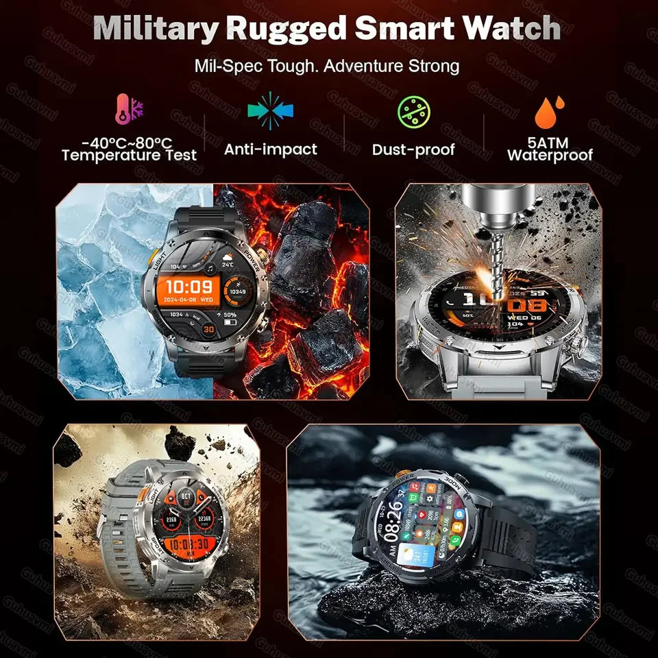 2025 New Military T-Rex3 Ultra 1000mAh Battery swim Smart watch tracker 5ATM Waterproof Heart Rate Sports tracker Smartwatch Men