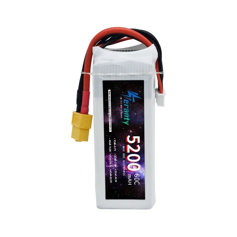 14.8v Battery 4S 5200mAh LIPO Battery 60C For Drone RC FPV Helicopter Quadcopter Racing Car 4S Rechargeable Batteries XT60/XT90 - Clear Quartz Market