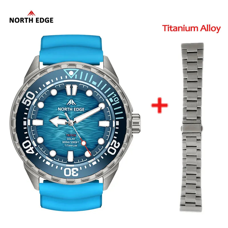 NORTH EDGE TRITON-Ti smartwatch Solar Powered Dive Watch Titanium Alloy Case Men Luxury Quartz Watches For Men Waterproof 300M - Clear Quartz Market