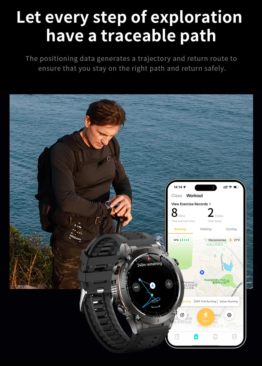 2025 For Huawei Stratos 4 GPS Smartwatch 1.43"AMOLED HD Screen Compass Barometric Altimeter Flashlight Voice Calling Smart Watch