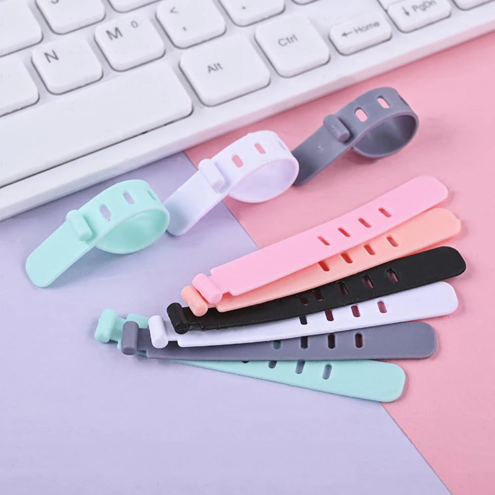 4/12/20PCS Cable Organizer Ties Clip Charger Cord Management Silicone Wire Manager Mouse Charging Cable Data Line Winder Straps - Clear Quartz Market
