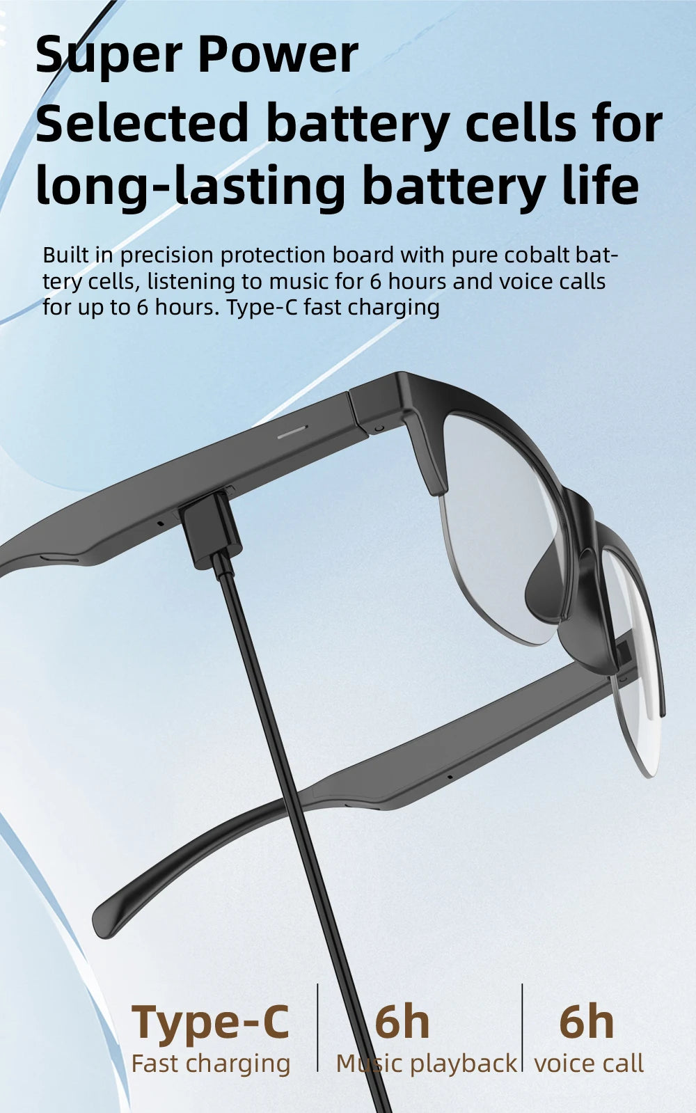 F02 Semi Frame Wireless Bluetooth Glasses Hands Free Calling Audio Streaming Lightweight Comfortable Design Budget Friendly