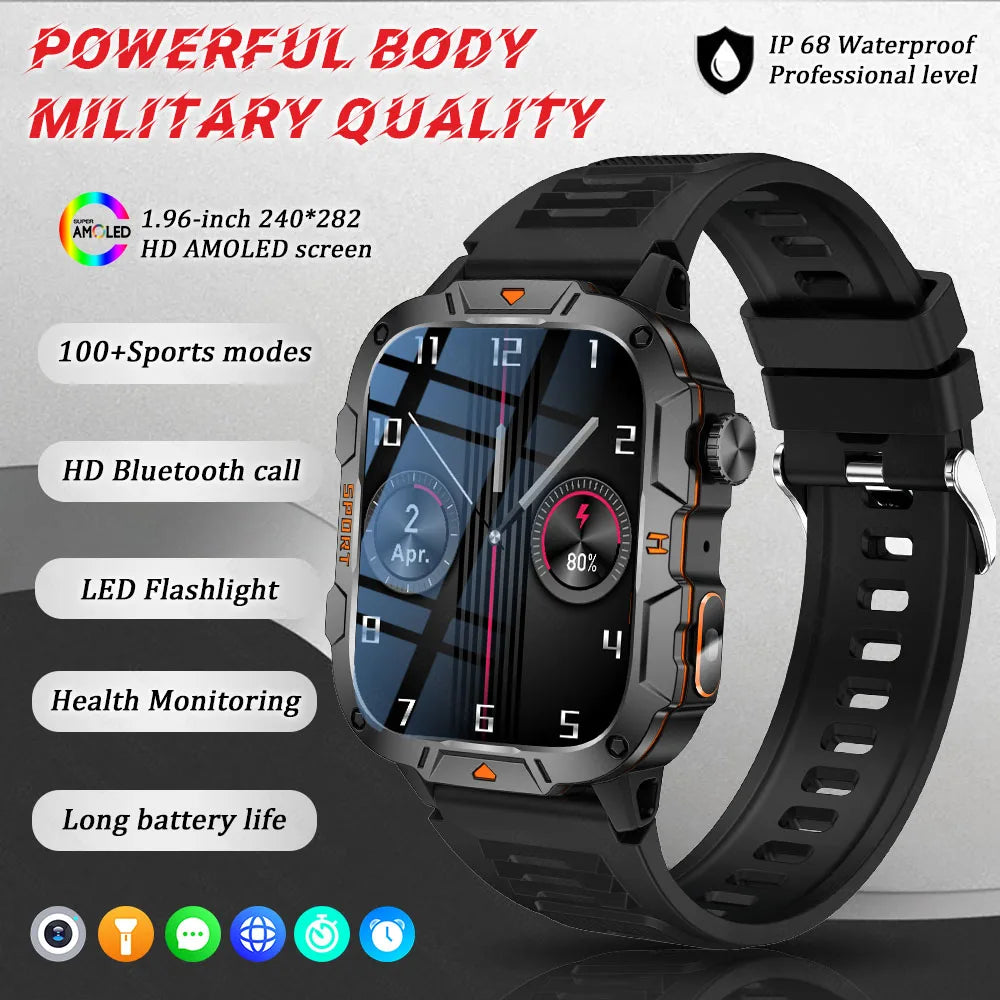 Xiaomi Military 2026 New Grade Smart Watch Men 1.96" AMOLED Screen 5ATM Waterproof Sports Fitness Tracker BT Call Smartwatch