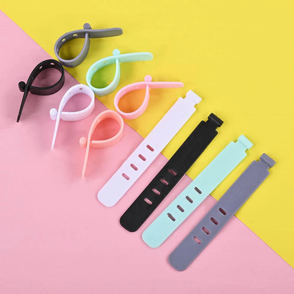 4/12/20PCS Cable Organizer Ties Clip Charger Cord Management Silicone Wire Manager Mouse Charging Cable Data Line Winder Straps - Clear Quartz Market