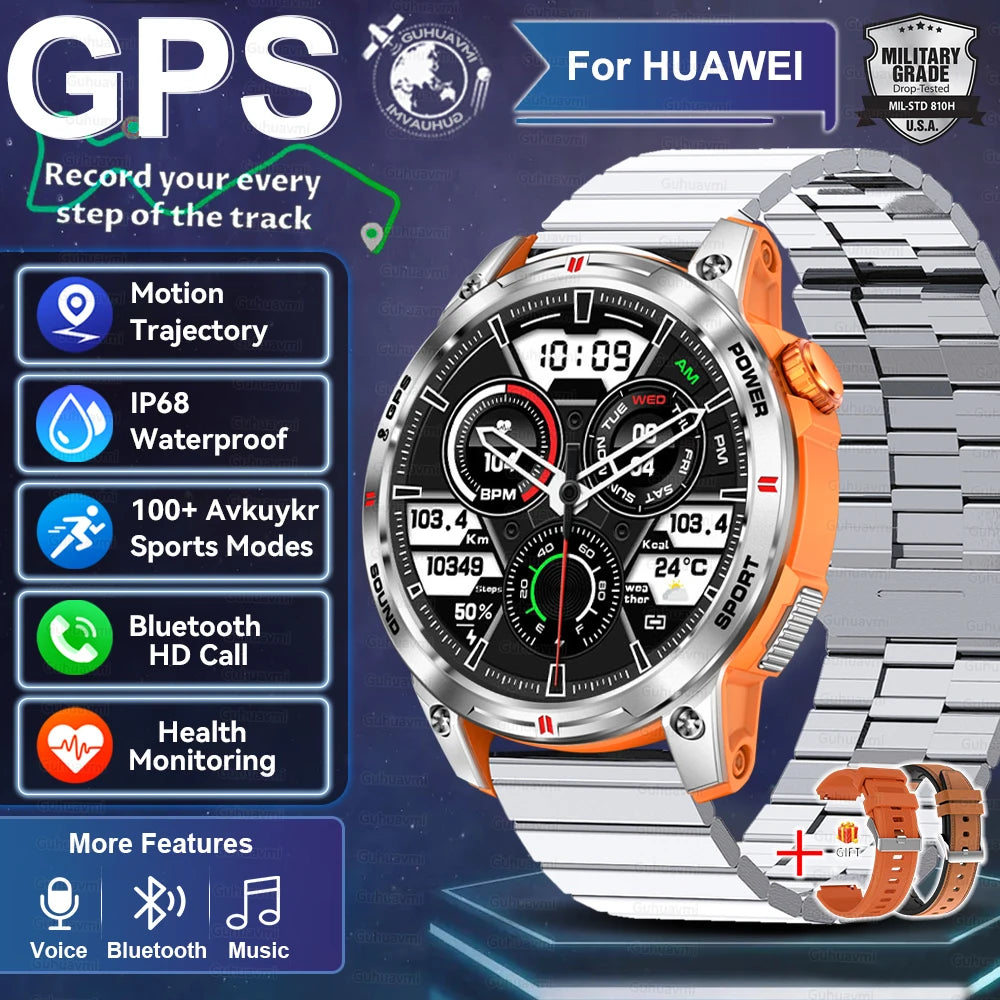 2025New GPS Bluetooth Call Smart Watch Men AMOLED HD Screen Heart Rate IP68 Waterproof Outdoor Sports Smartwatch For Android iOS