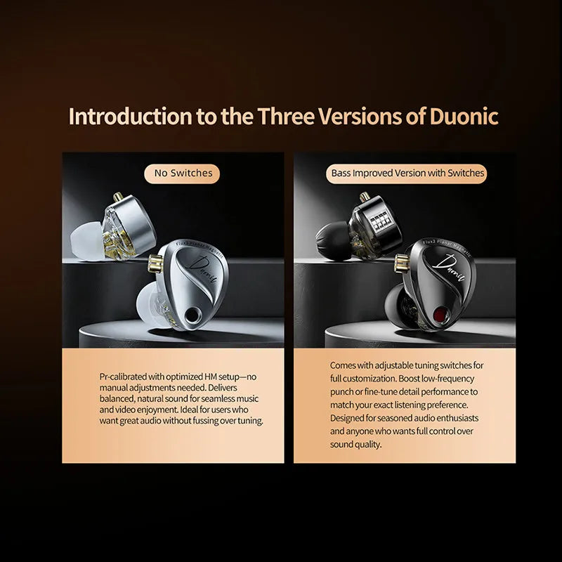 KZ Duonic HiFi Earphones with Super Stroke Three Magnetic Planar Driver HM Acoustic Tuning Lossless Sound Quality IMEs