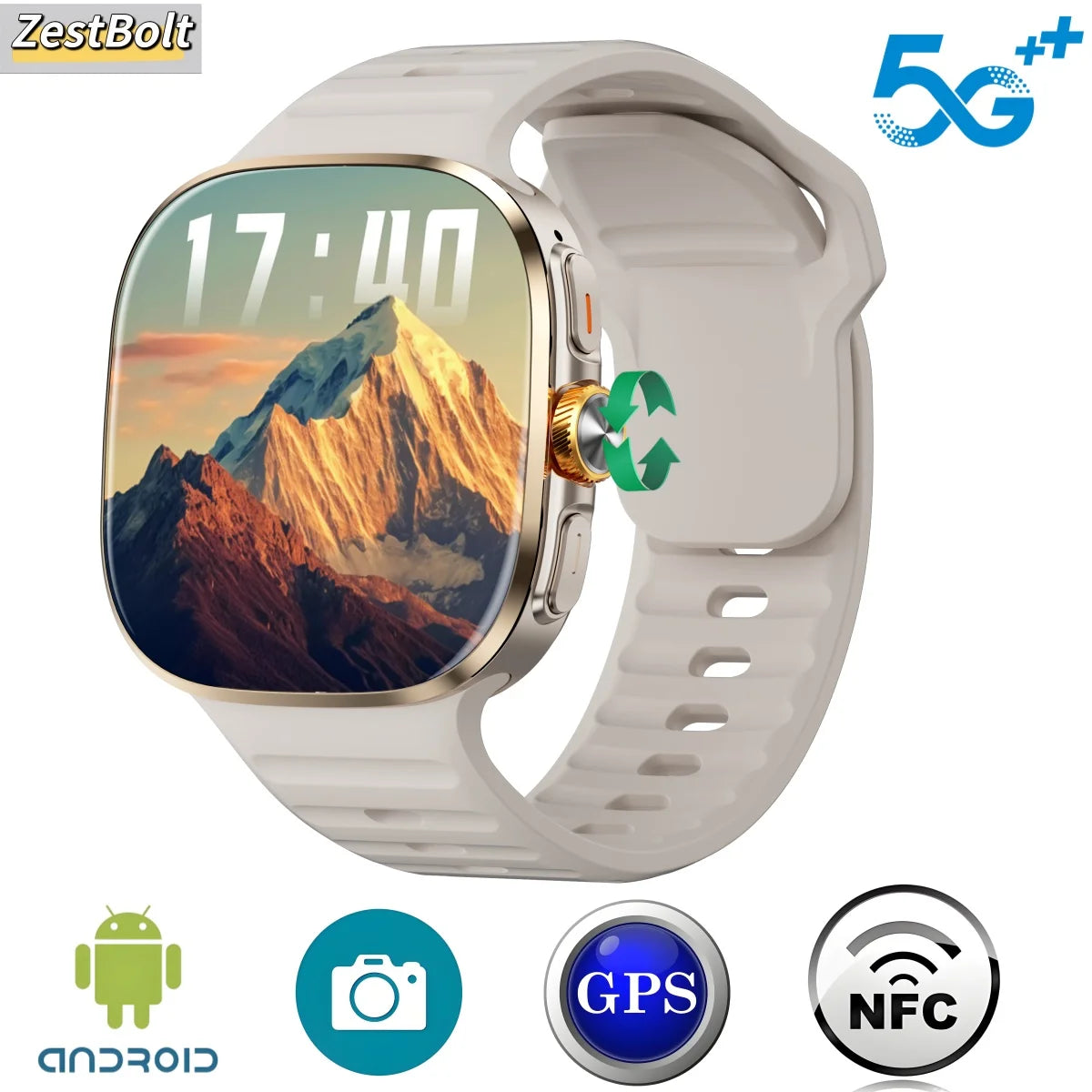 M99 Smartwatch 5G With 2.4inch Amoled Screen 900W Rotating Camera WIFI GPS Position Compass NFC Bluetooth Smart Watch Men Women - Clear Quartz Market