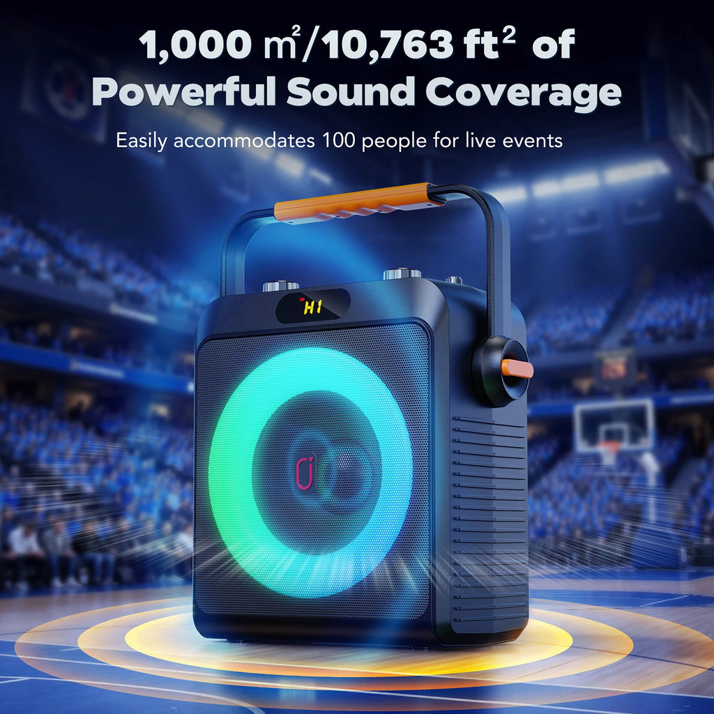 T19-T Karaoke machine with 2 wireless microphones, black Karaoke speakers with bass/treble adjustment