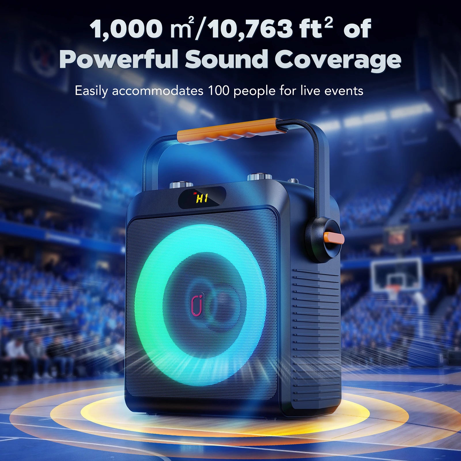 T19-T Karaoke machine with 2 wireless microphones, black Karaoke speakers with bass/treble adjustment