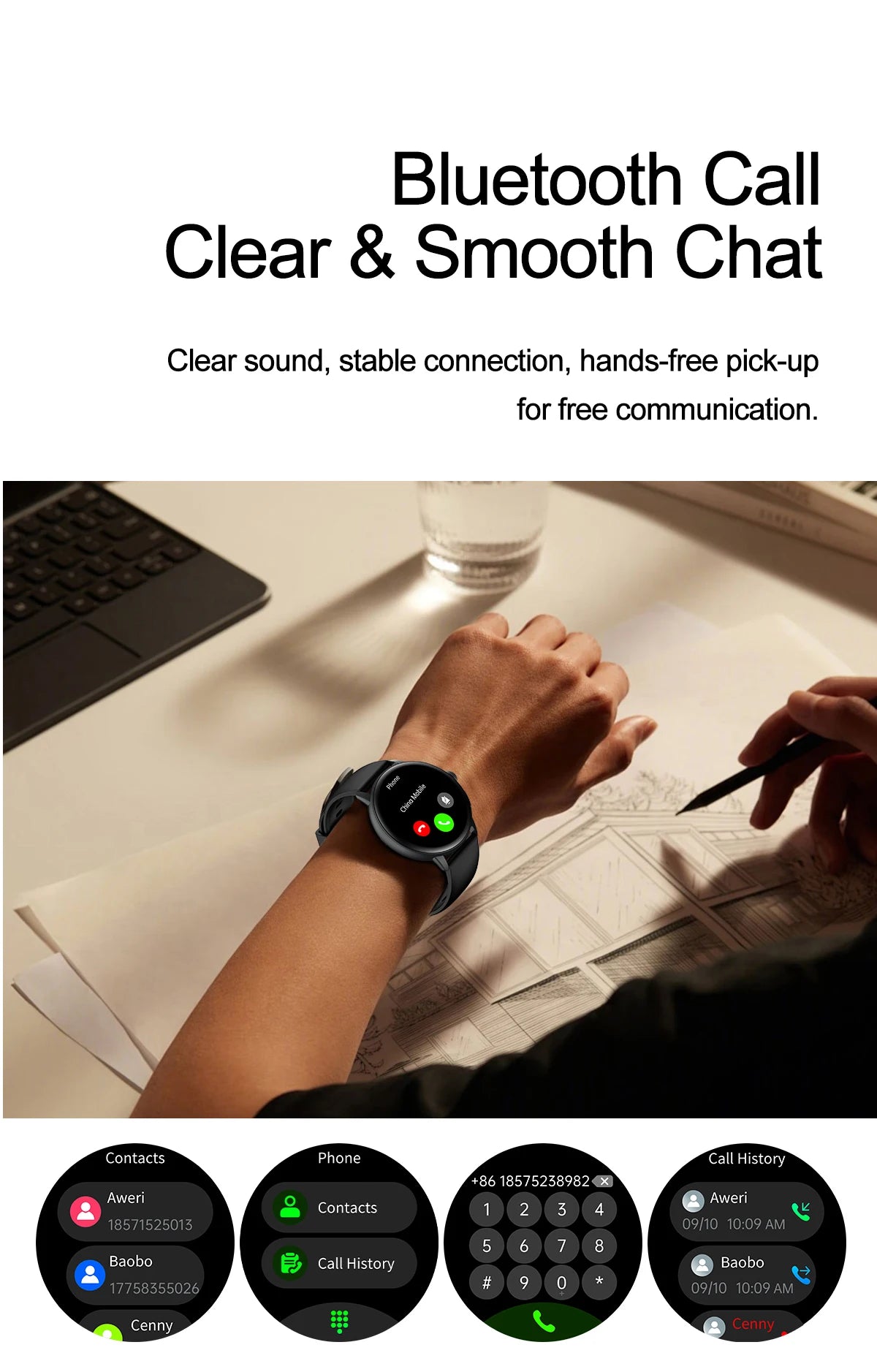 2026 New Professional Health Smart Watch Health Blood oxygen Pressure Uric Acid Blood lipid ECG Sports Call watch For Man Women - Clear Quartz Market