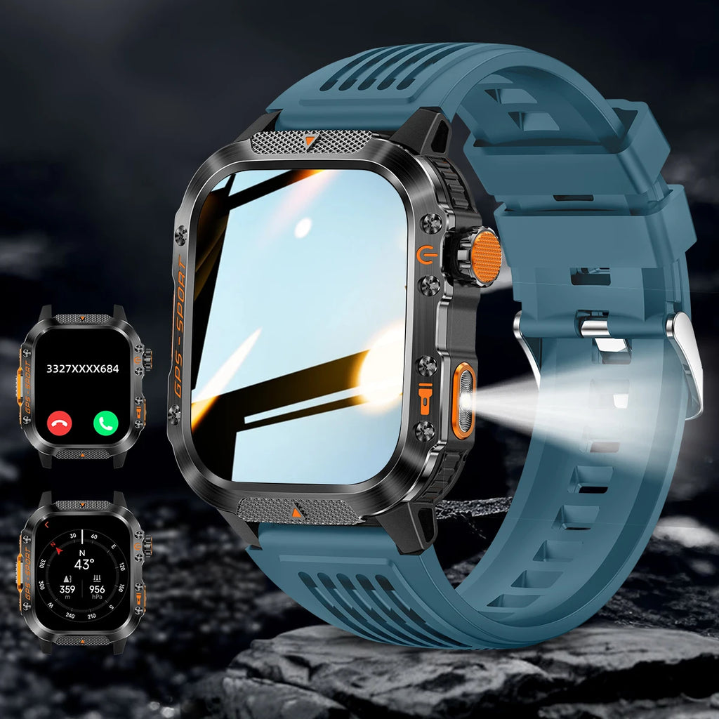 New Smart Watch Built-in Dual-frequency GPS Wireless Call 3ATM Waterproof  LED Flashlight Compass Men's Outdoor Sport Smartwatch