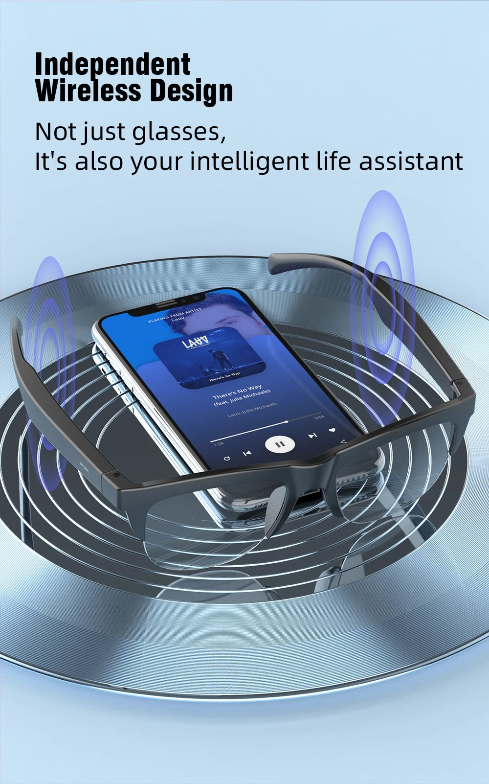 F02 Semi Frame Wireless Bluetooth Glasses Hands Free Calling Audio Streaming Lightweight Comfortable Design Budget Friendly