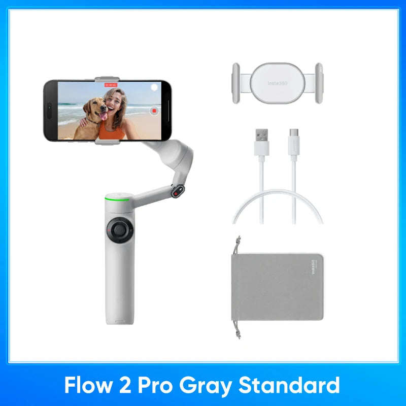 Insta360 Flow 2 Pro Handheld Gimbal Stabilizer AI Filmmaker 360° Infinite Pan Active Zoom Tracking For Insta 360 Flow 2pro