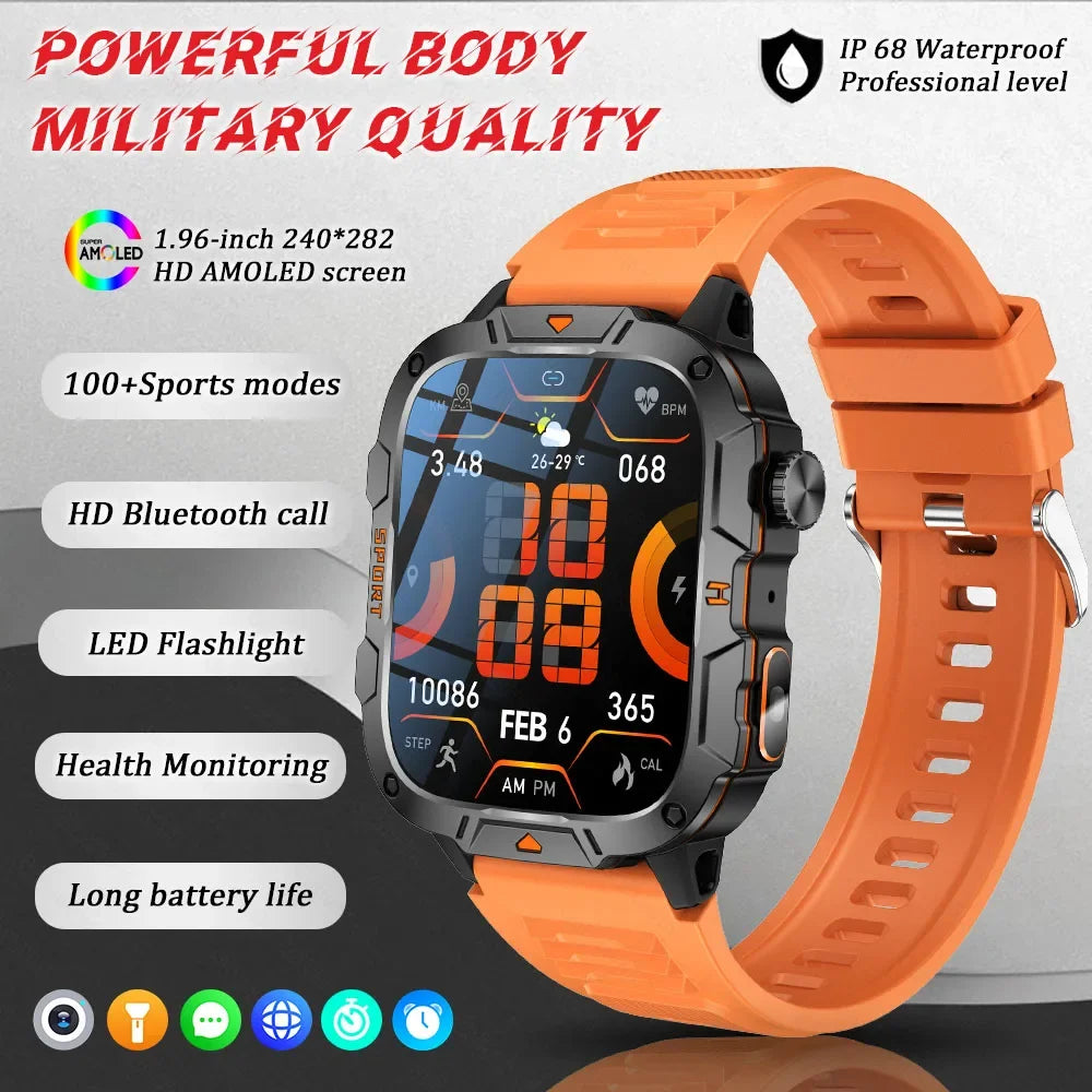 Xiaomi Military 2026 New Grade Smart Watch Men 1.96" AMOLED Screen 5ATM Waterproof Sports Fitness Tracker BT Call Smartwatch