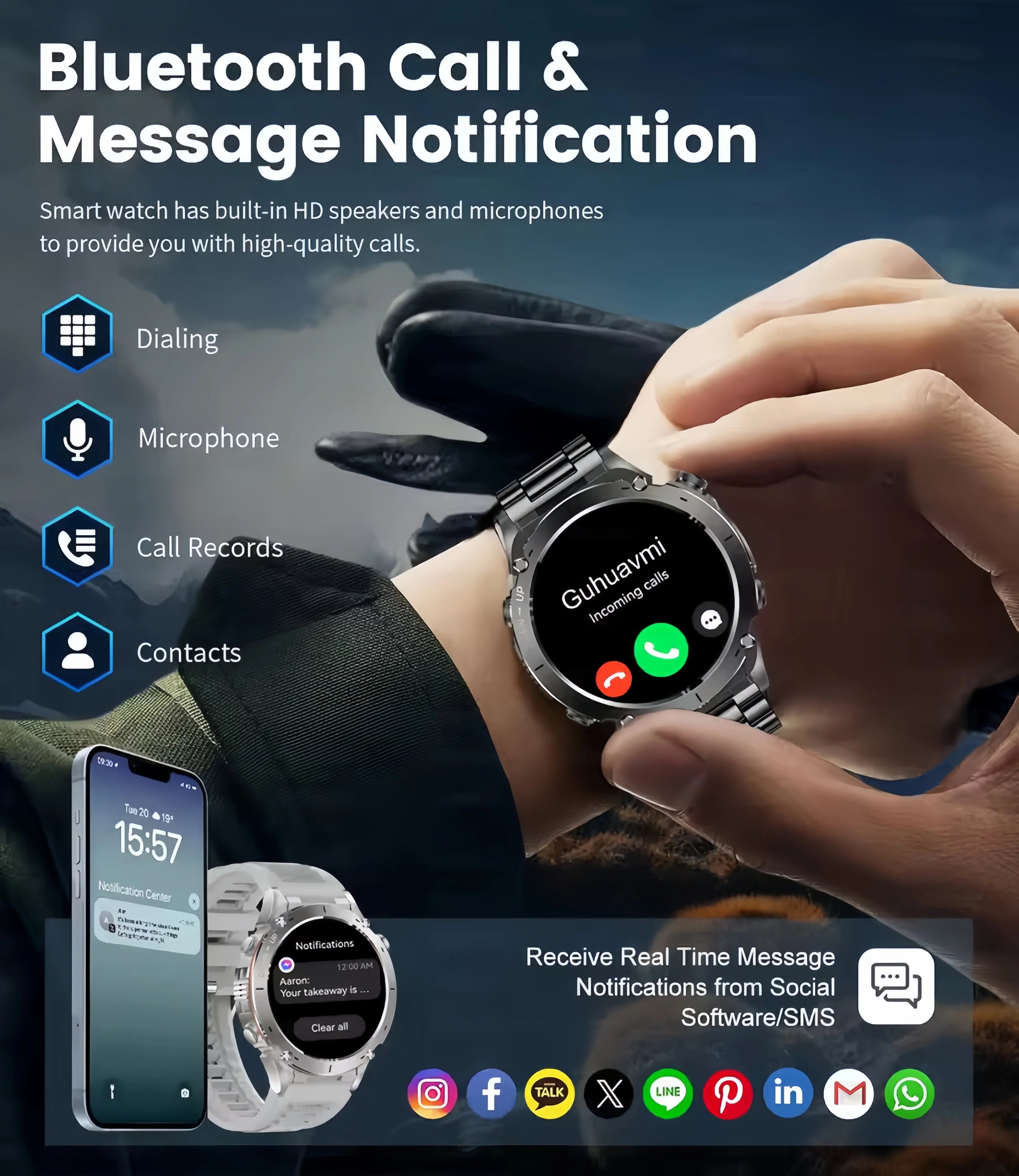 2025 For Huawei Stratos 4 GPS Smartwatch 1.43"AMOLED HD Screen Compass Barometric Altimeter Flashlight Voice Calling Smart Watch