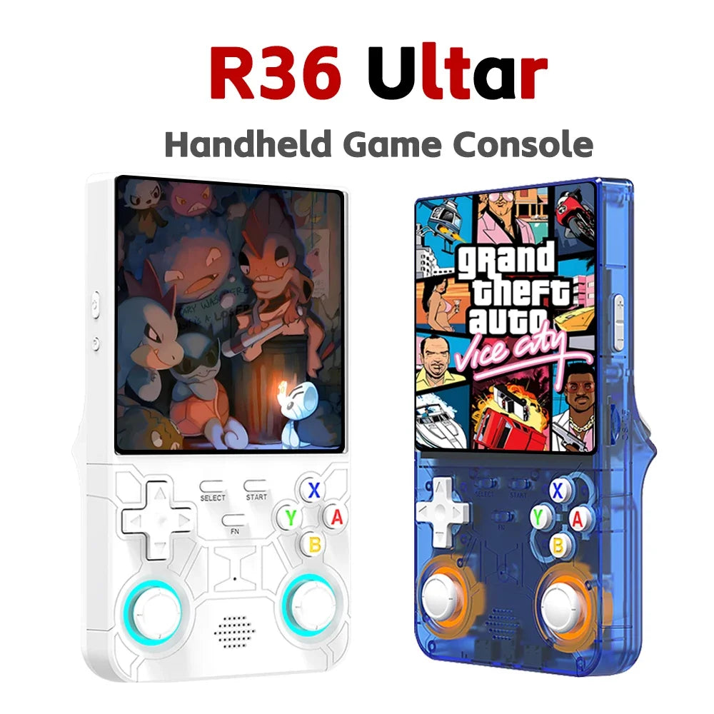 Emeka New R36 Ultra Retro Video Player 4.0-inch IPS Screen Linux System Handheld Portable Game Console 64GB/128GB Newly Upgraded
