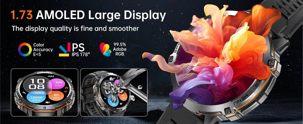 OUKITEL BT13 SmartWatch for Men 1.73" AMOLED 1000mAh, AI ChatGPT Bluetooth Calls Blood Oxygen Health Monitoring Fitness Watch