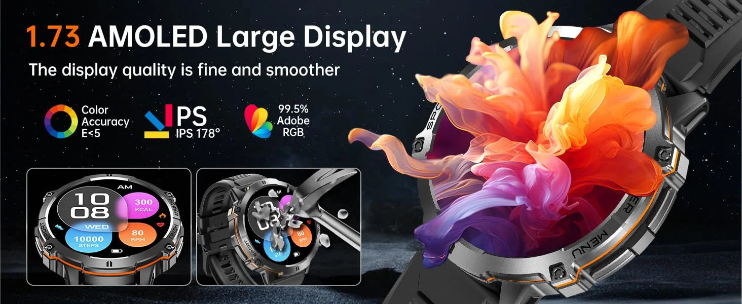 OUKITEL BT13 SmartWatch for Men 1.73" AMOLED 1000mAh, AI ChatGPT Bluetooth Calls Blood Oxygen Health Monitoring Fitness Watch