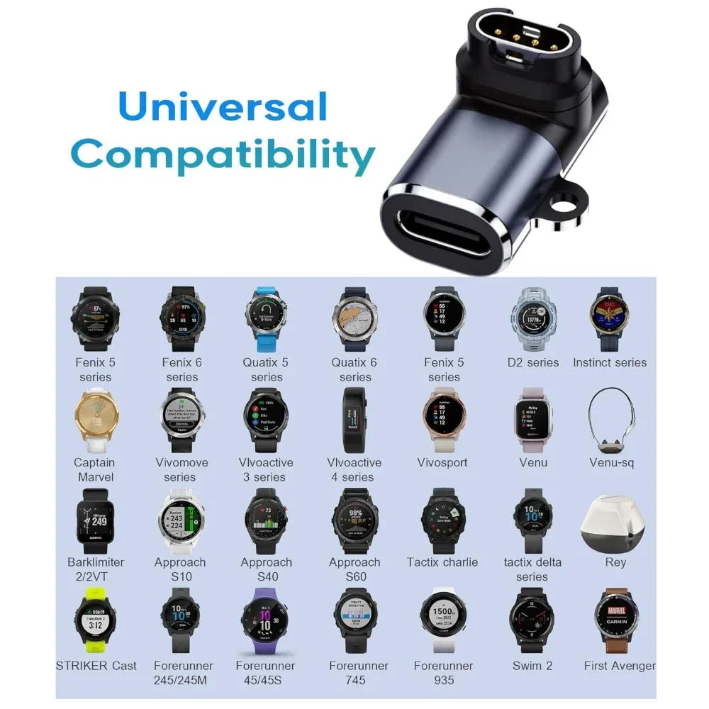 For Garmin Fenix 8 7 7S 7X 6S 6 Forerunner 955 965 Quatix USB-C Charger Smartwatch Charger Adapter Garmin Charging Cable Adapter