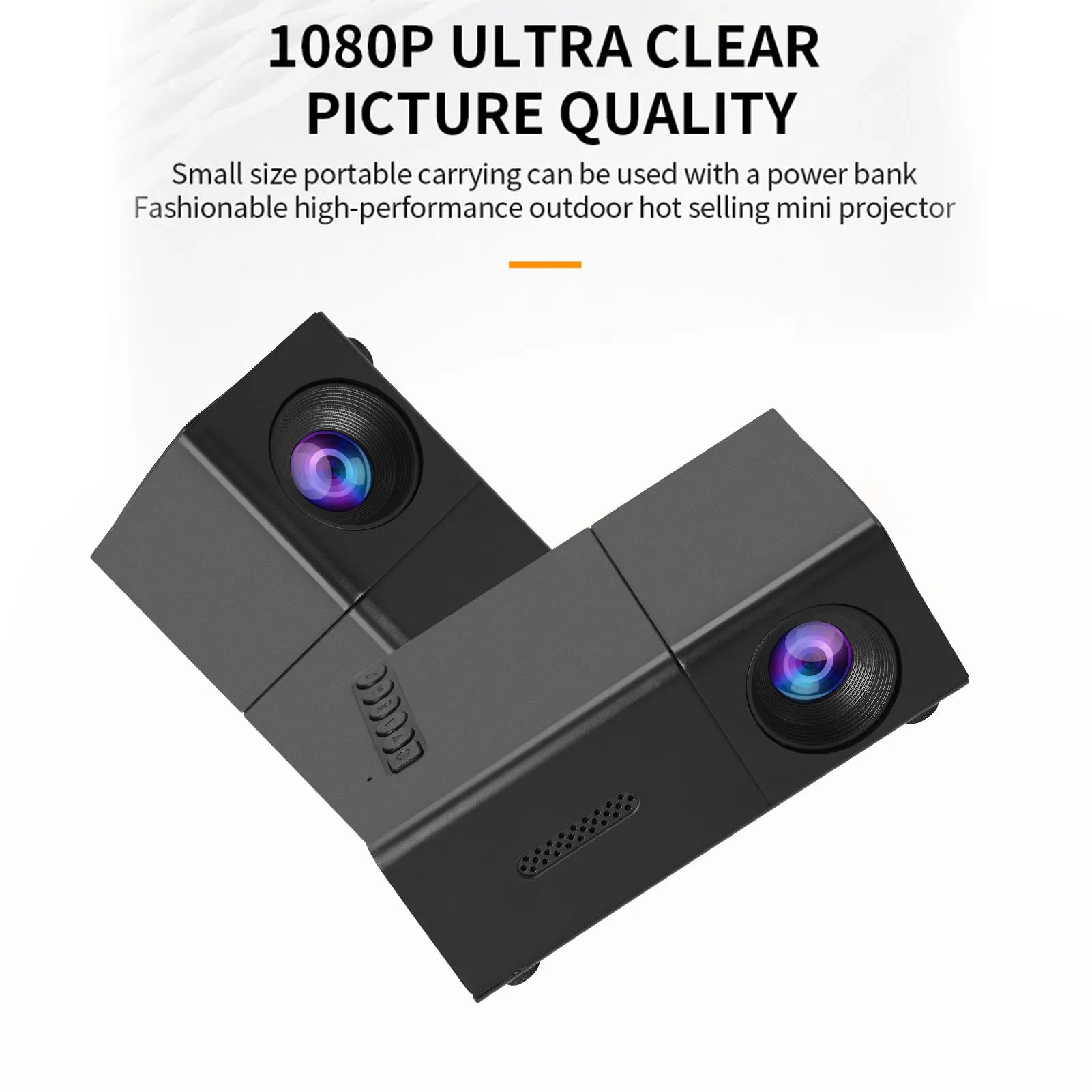 Manual Compact Projector 1080P Adjustable Auto Keystone Correction LED Movie Projector with Stereo Speaker Remote Control