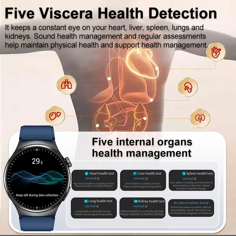 2025New Micro Physical Examination Smart Watch For Men Uric Acid Body Fat Five Organ Health Watches Bluetooth Call SmartBracelet