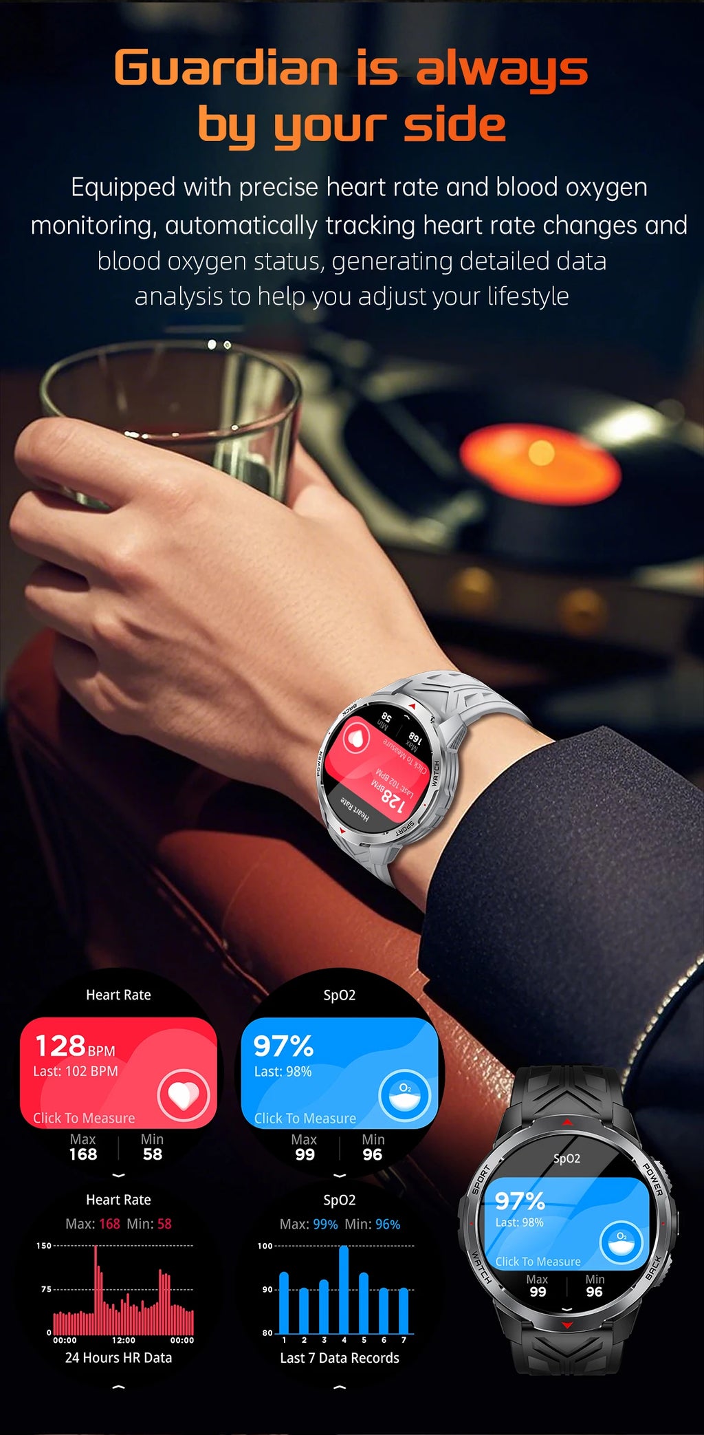 LIGE 1.7“ HD Screen LED Flashlight Outdoor Sports Smart Watch 2025 New 1100mAh Battery Compass 3ATM Waterproof SmartWatch Men