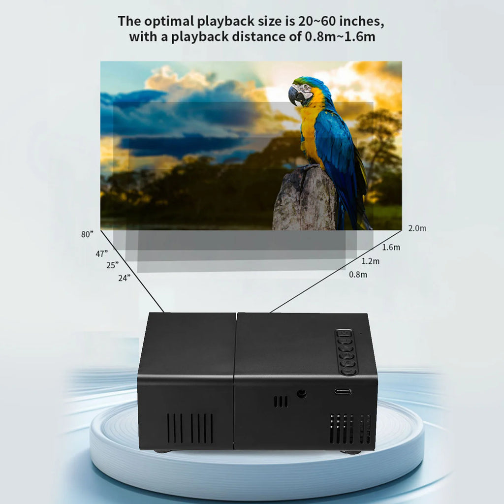 Manual Compact Projector 1080P Adjustable Auto Keystone Correction LED Movie Projector with Stereo Speaker Remote Control