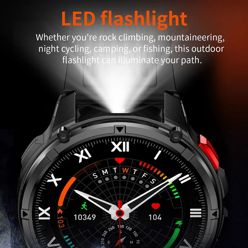 1100mAh Battery Smart Watch 1.7 Inch 360*360 AMOLED HD Screen Men Watch Compass 1ATM Waterproof Bluetooth Call Sports Smartwatch