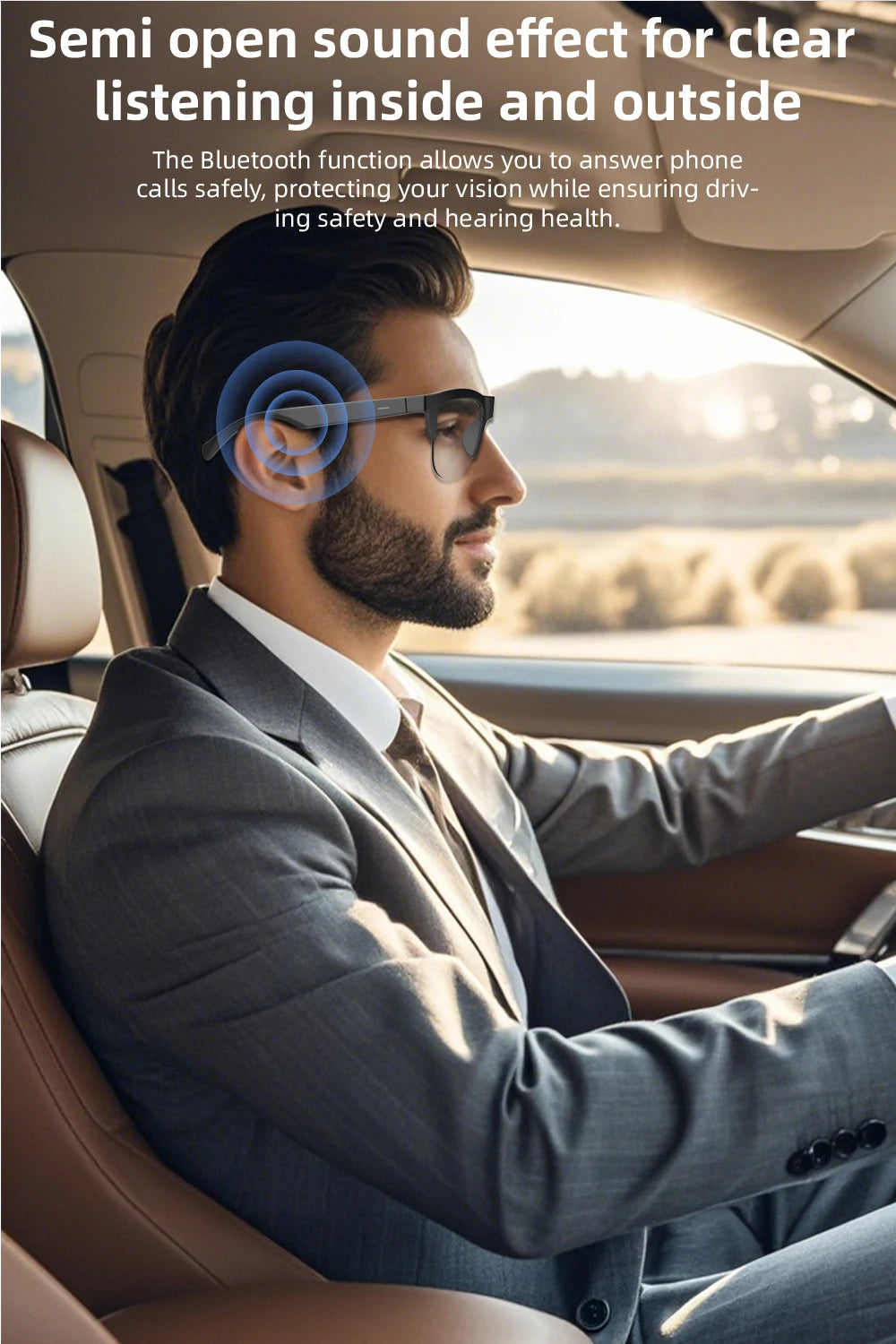 F02 Semi Frame Wireless Bluetooth Glasses Hands Free Calling Audio Streaming Lightweight Comfortable Design Budget Friendly