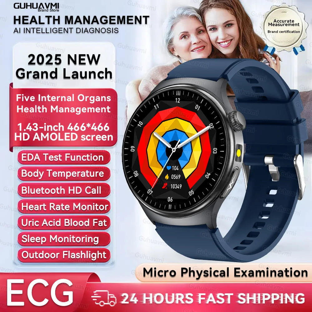 2025New Micro Physical Examination Smart Watch For Men Uric Acid Body Fat Five Organ Health Watches Bluetooth Call SmartBracelet