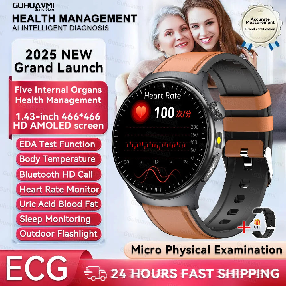 2025New Micro Physical Examination Smart Watch For Men Uric Acid Body Fat Five Organ Health Watches Bluetooth Call SmartBracelet