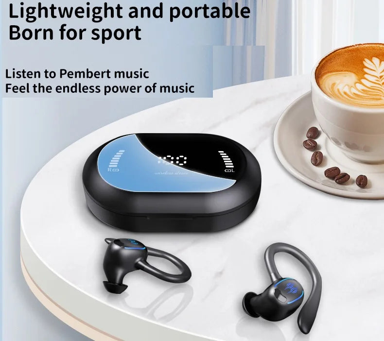 Sports Bluetooth 5.4 Earphones,True Wireless Headphones with Mic Touch Control,Noise Reduction Earhooks Waterproof TWS Earbuds