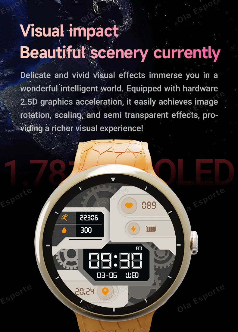 New Smart Watch Women AMOLED Screen Bluetooth Call NFC GPS Tracker Compass Sport Watches Fitness Clock Men Smartwatch Waterproof