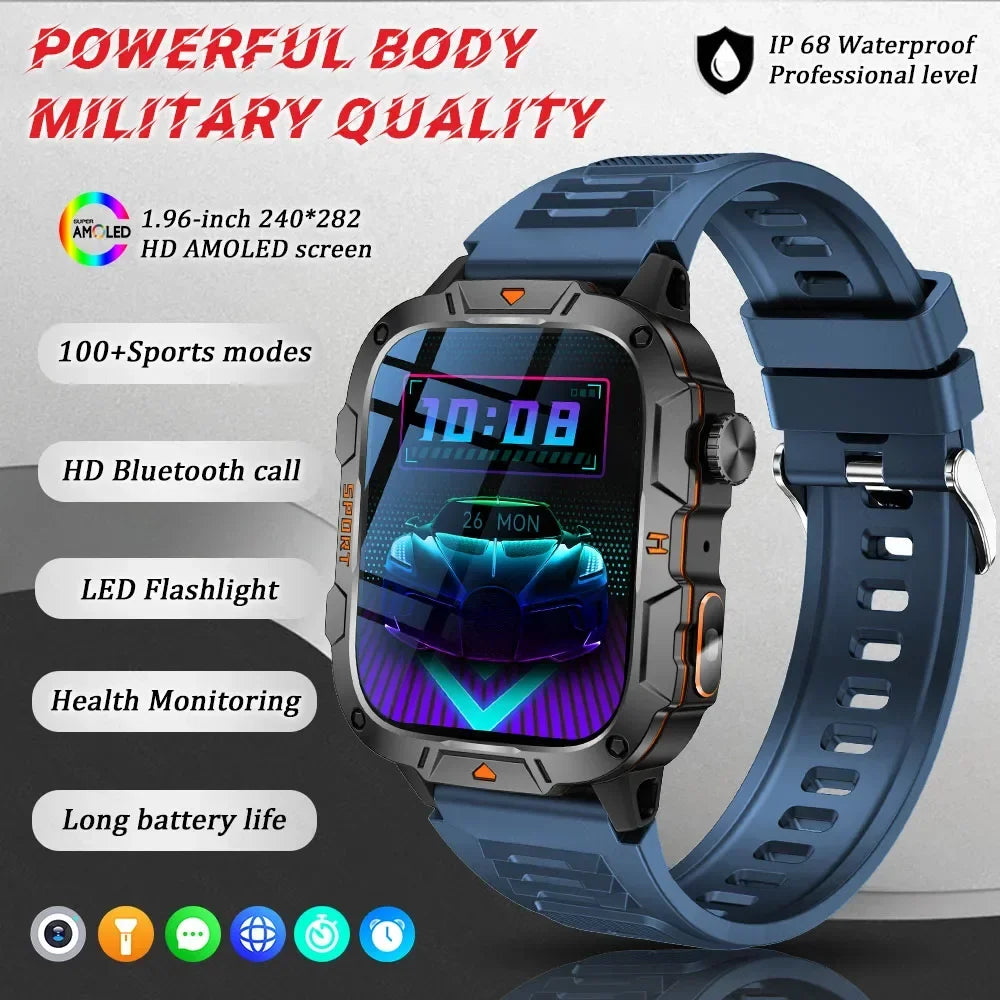 Xiaomi Military 2026 New Grade Smart Watch Men 1.96" AMOLED Screen 5ATM Waterproof Sports Fitness Tracker BT Call Smartwatch