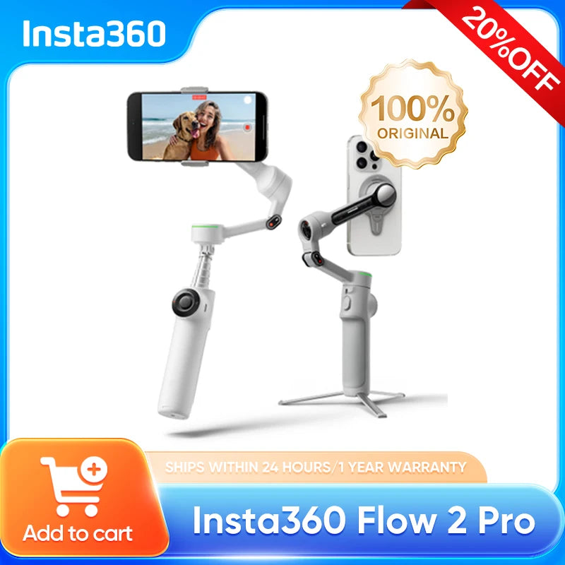 Insta360 Flow 2 Pro Handheld Gimbal Stabilizer AI Filmmaker 360° Infinite Pan Active Zoom Tracking For Insta 360 Flow 2pro
