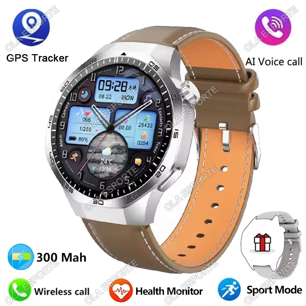 2025 New For Android ios Smart Watch Men HD AMOLED Screen GPS Motion trajectory Heart Rate Bluetooth Calls SmartWatch Waterproof