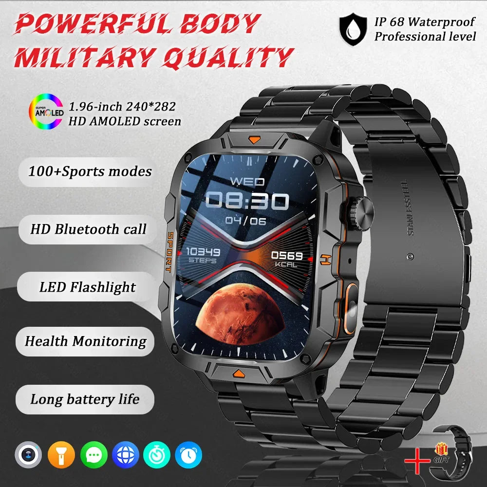 Xiaomi Military 2026 New Grade Smart Watch Men 1.96" AMOLED Screen 5ATM Waterproof Sports Fitness Tracker BT Call Smartwatch