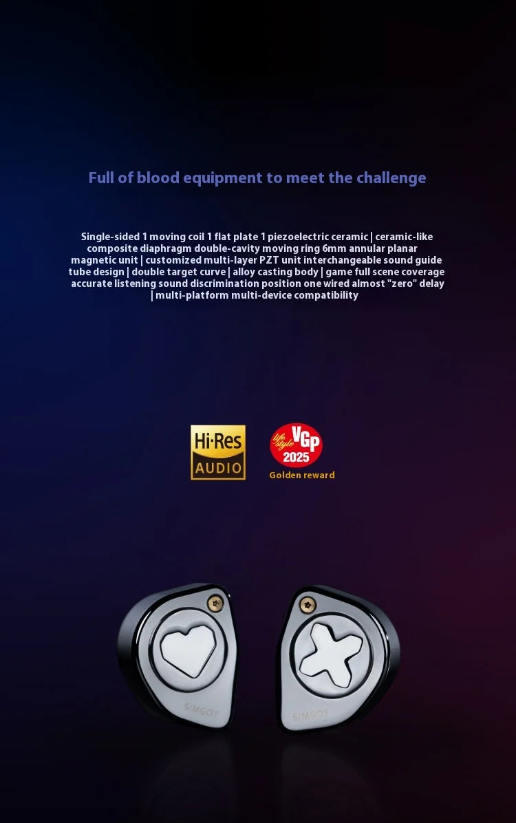 SIMGOT EW300 Gaming Earphones Wired In Ear HiFi DSP 1DD+1PLANAR+1PZT Anti Interference Monitor Headphones PC Esports Earbuds